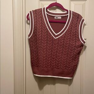 Brown Cable Knit Sweater Vest